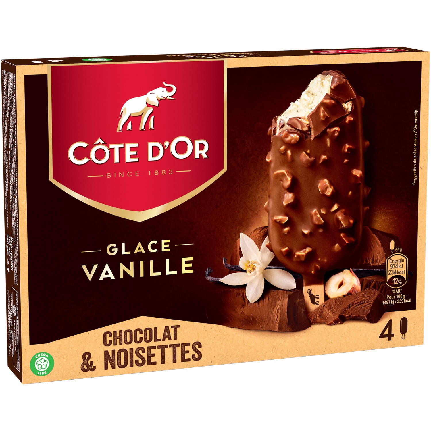 Côte d'Or Vanille/Lait noisette x4